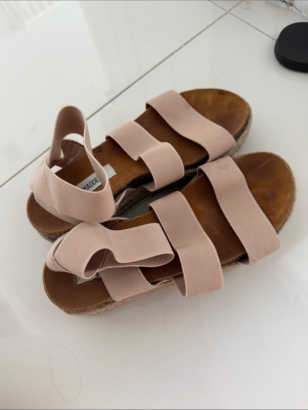 Steve Madden Pink Elastic Strap Espadrille Sandals